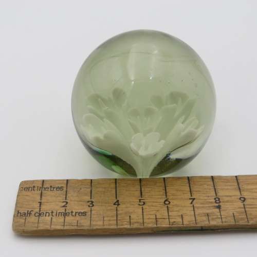 Vintage Lampwork handmade glass paperweight with flowers
