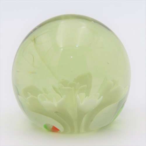 Vintage Lampwork handmade glass paperweight with flowers