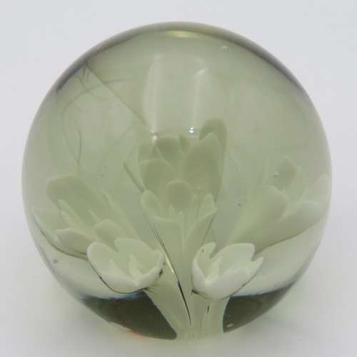Vintage Lampwork handmade glass paperweight with flowers