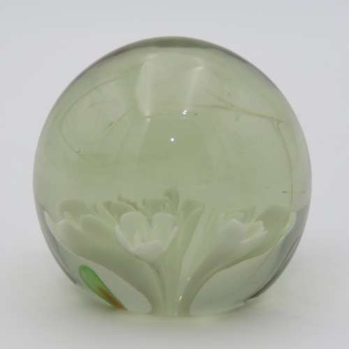 Vintage Lampwork handmade glass paperweight with flowers
