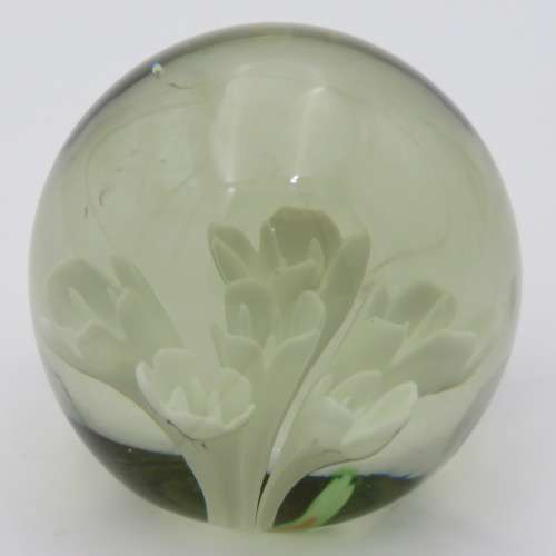 Vintage Lampwork handmade glass paperweight with flowers
