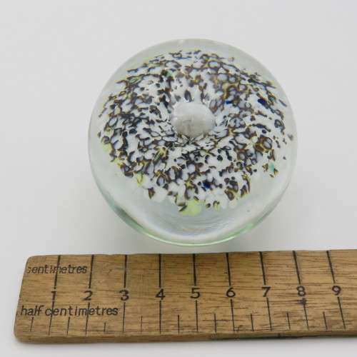 Vintage Lampwork handmade glass paperweight with flower - Signed Oude Horn