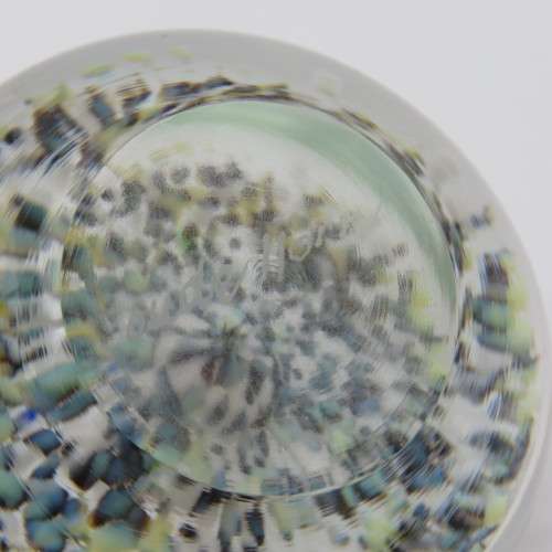 Vintage Lampwork handmade glass paperweight with flower - Signed Oude Horn