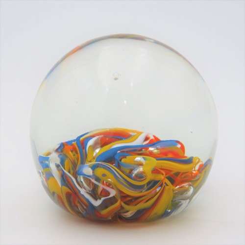 Vintage handmade glass paperweight - Signed at bottom