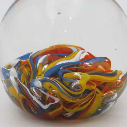 Vintage handmade glass paperweight - Signed at bottom