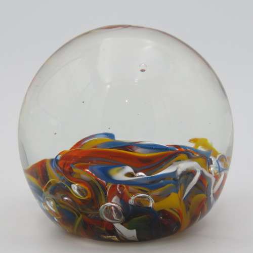 Vintage handmade glass paperweight - Signed at bottom