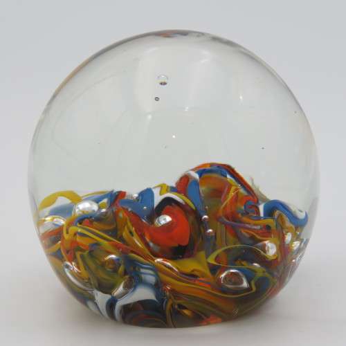 Vintage handmade glass paperweight - Signed at bottom