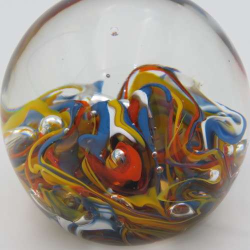 Vintage handmade glass paperweight - Signed at bottom