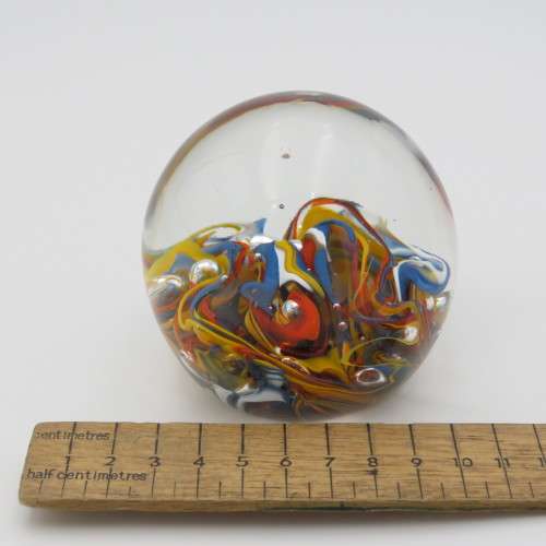 Vintage handmade glass paperweight - Signed at bottom