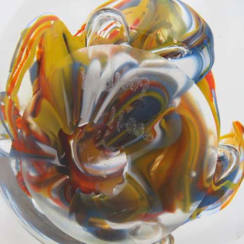 Vintage handmade glass paperweight - Signed at bottom