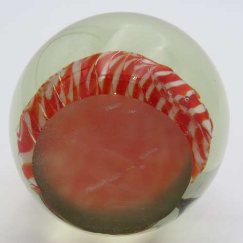 Vintage handmade glass paperweight with bubble