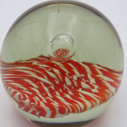 Vintage handmade glass paperweight with bubble