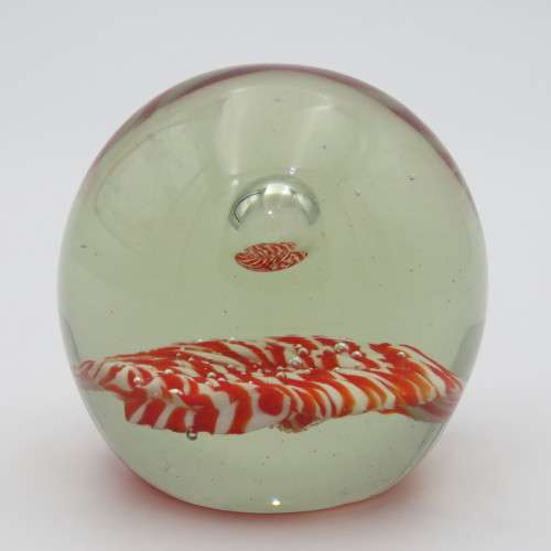 Vintage handmade glass paperweight with bubble