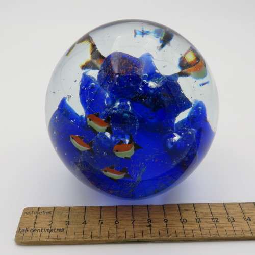 Vintage Large Aquarium fish handmade Murano glass paperweight