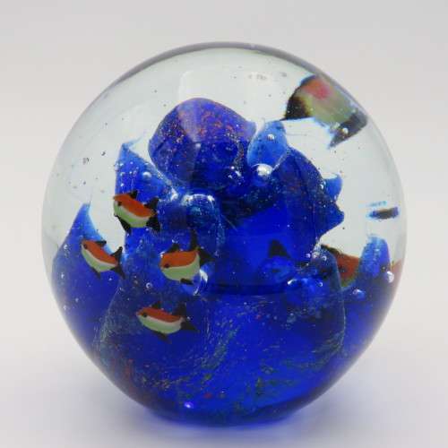 Vintage Large Aquarium fish handmade Murano glass paperweight