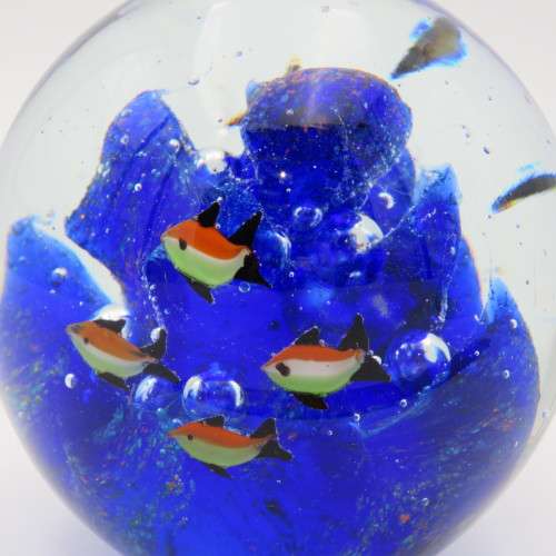 Vintage Large Aquarium fish handmade Murano glass paperweight