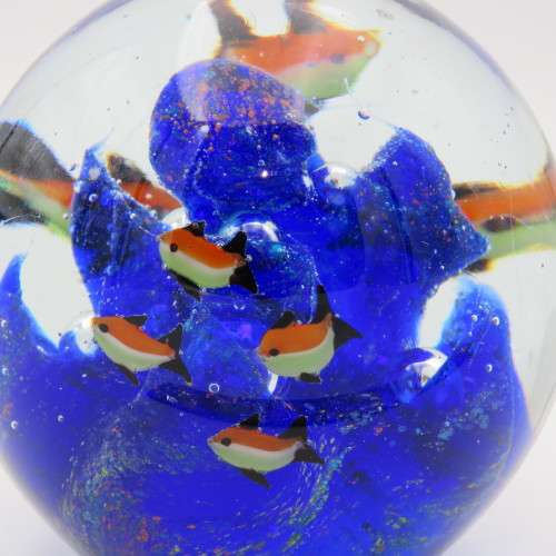 Vintage Large Aquarium fish handmade Murano glass paperweight