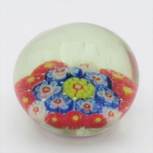 Vintage Millefiori handmade glass paperweight - Small chip on side