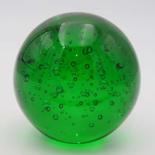 Handmade Green Bubbles glass paperweight