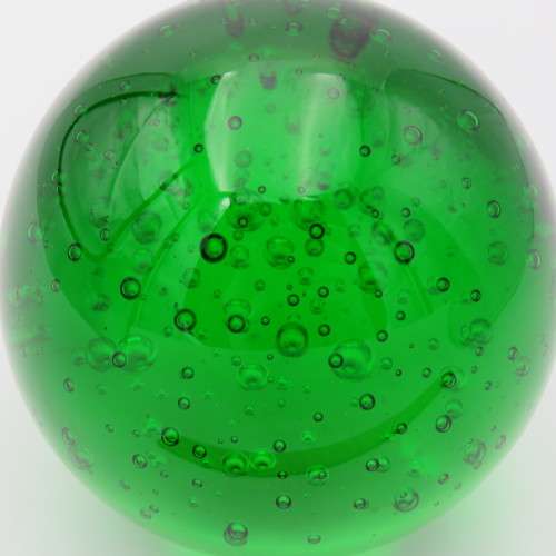 Handmade Green Bubbles glass paperweight