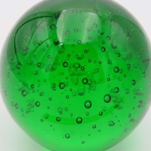 Handmade Green Bubbles glass paperweight