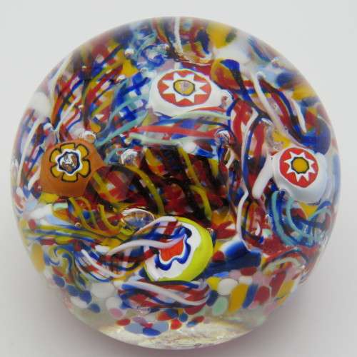 Vintage Gentile Glass millefiori paperweight - Small chips on top