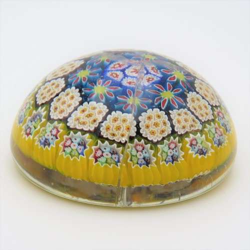 Vintage Millefiori handmade glass paperweight - Cracked