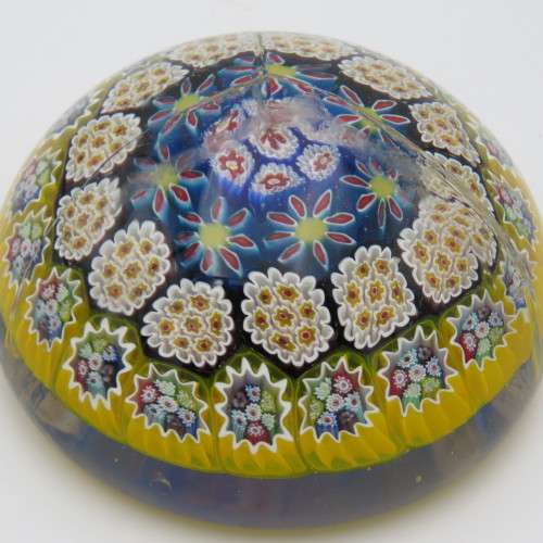 Vintage Millefiori handmade glass paperweight - Cracked