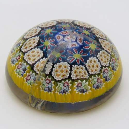 Vintage Millefiori handmade glass paperweight - Cracked