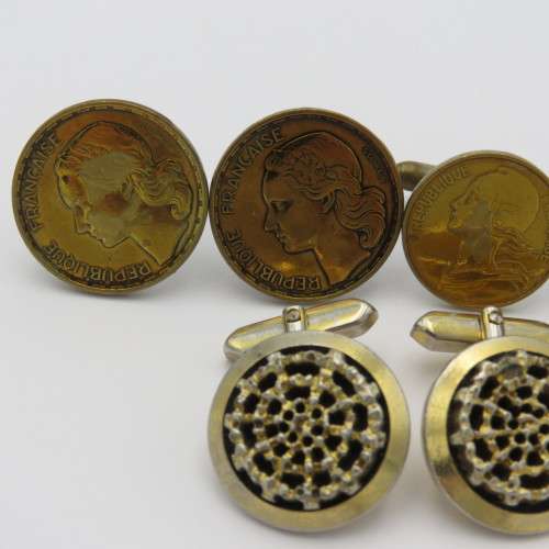 Lot of 3 pairs of vintage cufflinks