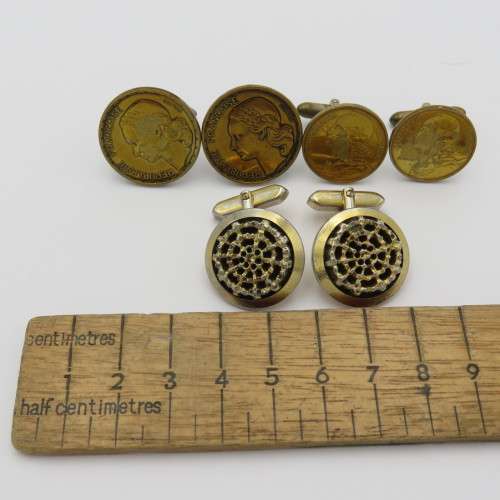 Lot of 3 pairs of vintage cufflinks
