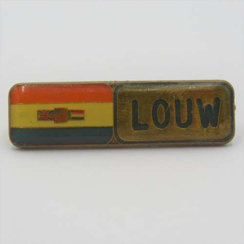 Old SA Military name badge - Louw - One pin