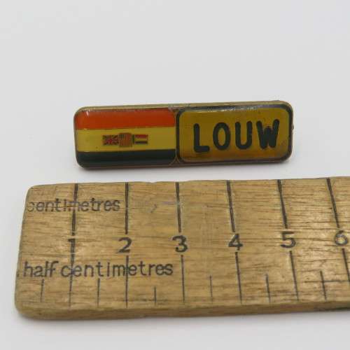 Old SA Military name badge - Louw - One pin