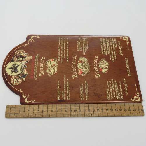 Vintage Reno Spur Belville wooden desserts menu