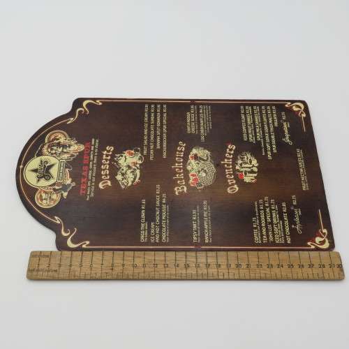 Vintage Texas Spur N1 City wooden desserts menu