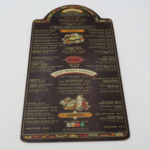 Vintage Santa Ana Spur Waterfront wooden menu