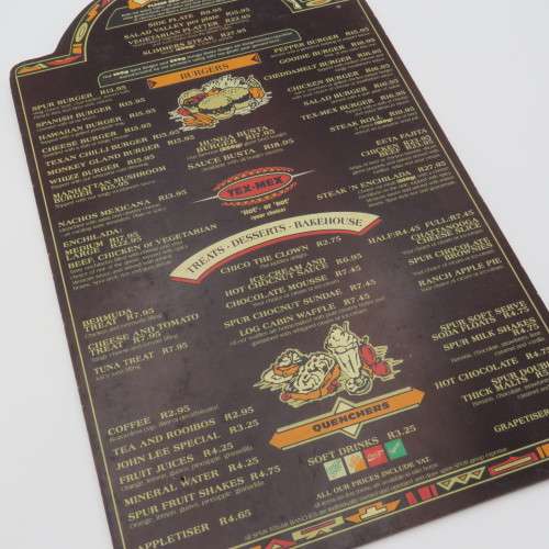 Vintage Santa Ana Spur Waterfront wooden menu