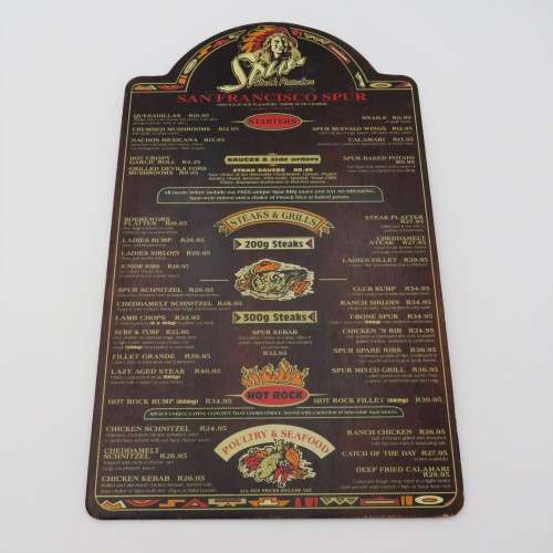 Vintage San Francisco Spur Strand wooden menu