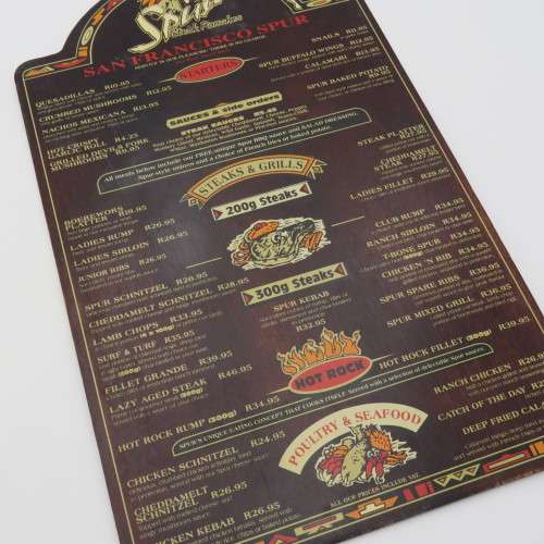 Vintage San Francisco Spur Strand wooden menu