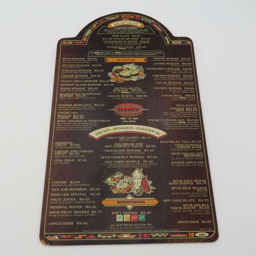 Vintage San Francisco Spur Strand wooden menu
