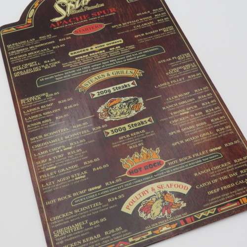 Vintage Apache Spur Cape Town wooden menu