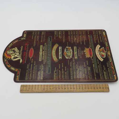 Vintage Apache Spur Cape Town wooden menu