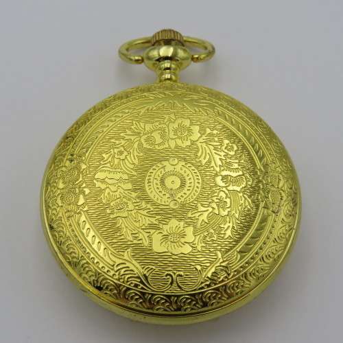 Full hunter quartz pocketwatch with beautiful lid design - Needs battery