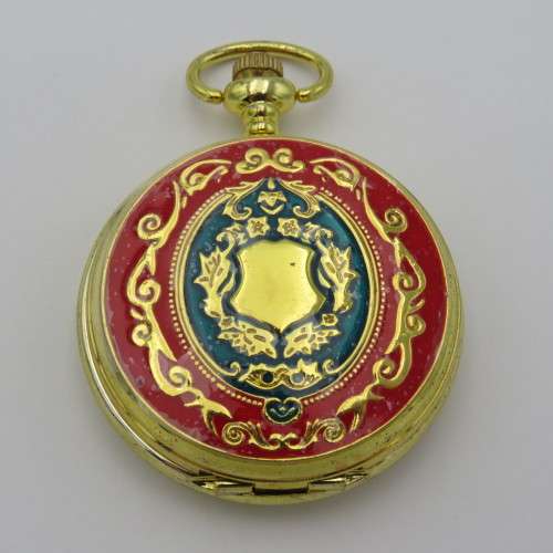 Full hunter quartz pocketwatch with beautiful lid design - Needs battery