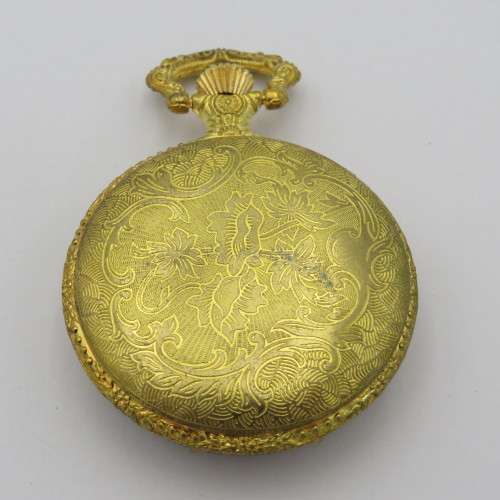 Full hunter quartz pocketwatch with enamel bird design - Needs battery