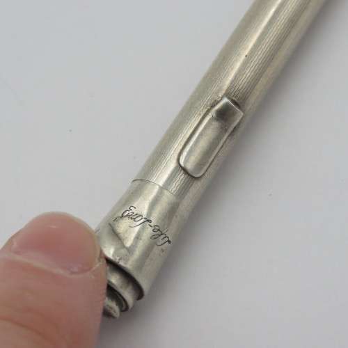 Sterling silver mechanical pencil - Engraved J.Schwartz - Clip broken