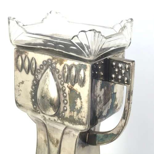 Silver plate and glass art Nouveau vase - Made by WMF, Britain metal with regular silver coating