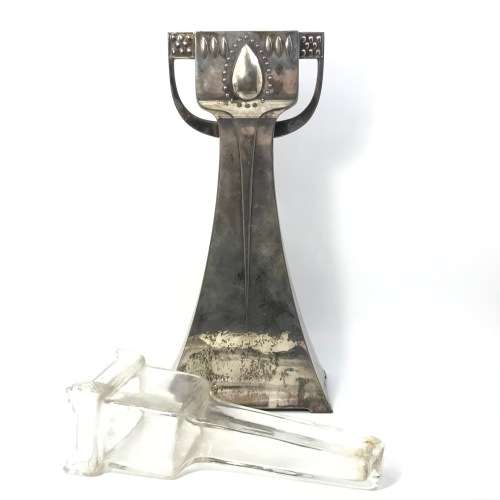Silver plate and glass art Nouveau vase - Made by WMF, Britain metal with regular silver coating
