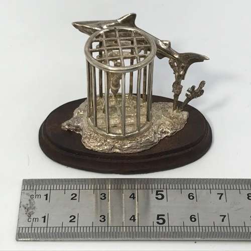 Sterling silver shark cage diving sculpture - By Stuart Benade