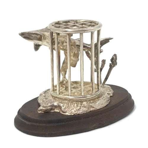 Sterling silver shark cage diving sculpture - By Stuart Benade